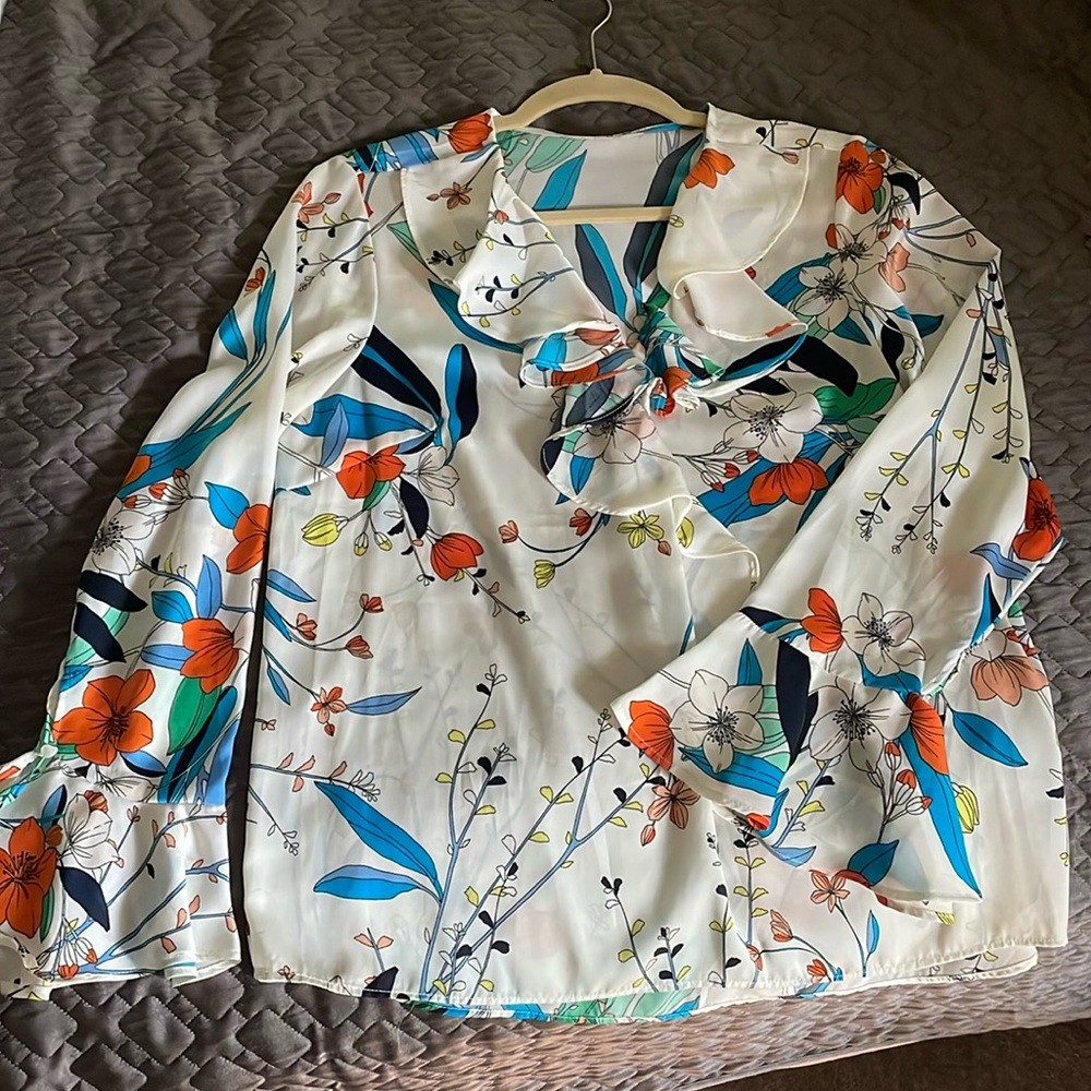 Nanette lapore white floral blouse- SZM